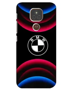Чехол для Motorola MOTO E7 Plus с картинкой «Логотип BMW и неоновые дуги»