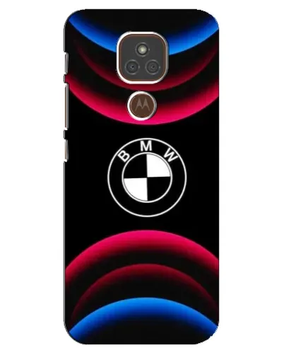 Чехол для Motorola MOTO E7 Plus с картинкой «Логотип BMW и неоновые дуги»