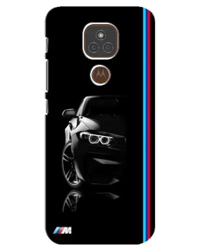 Чехол для Motorola MOTO E7 Plus с картинкой «Силуэт BMW в темноте»