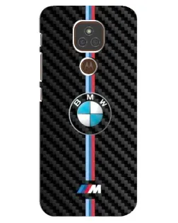 Чехол для Motorola MOTO E7 Plus с картинкой «Эмблема BMW и карбон»