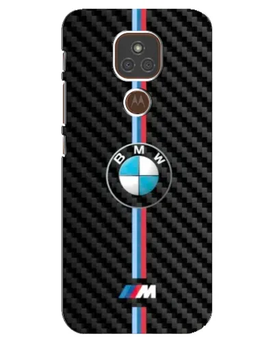 Чехол для Motorola MOTO E7 Plus с картинкой «Эмблема BMW и карбон»