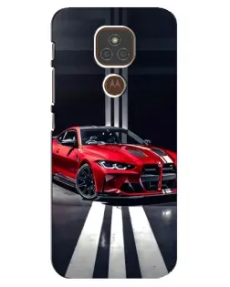 Чехол для Motorola MOTO E7 Plus с картинкой «Красная BMW на дороге»
