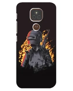 Чехол для Motorola MOTO E7 Plus с картинкой «PUBG — огненный силуэт»