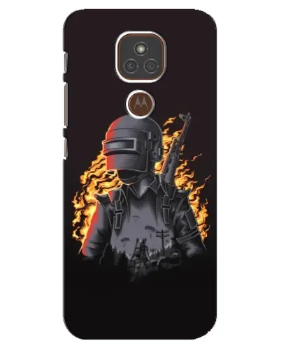 Чехол для Motorola MOTO E7 Plus с картинкой «PUBG — огненный силуэт»