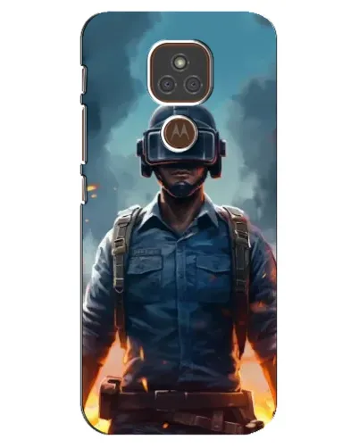 Чехол для Motorola MOTO E7 Plus с картинкой «PUBG — реалистичный герой»