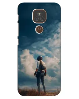 Чехол для Motorola MOTO E7 Plus с картинкой «Герой PUBG на скале»