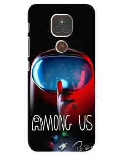 Чехол для Motorola MOTO E7 Plus с картинкой «Красный импостер — макро»