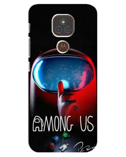Чехол для Motorola MOTO E7 Plus с картинкой «Красный импостер — макро»