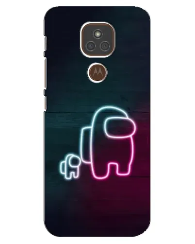 Чехол для Motorola MOTO E7 Plus с картинкой «Among Us неон-арт»