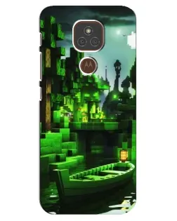 Чехол для Motorola MOTO E7 Plus с картинкой «Minecraft лесной пейзаж»