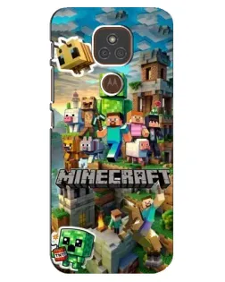 Чехол для Motorola MOTO E7 Plus с картинкой «Замок Minecraft»