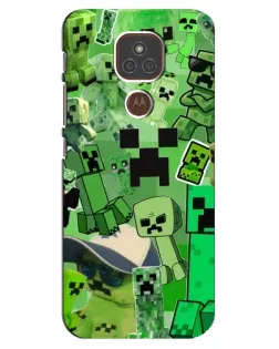Чехол для Motorola MOTO E7 Plus с картинкой «Криперы Minecraft»