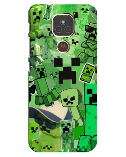 Чехол для Motorola MOTO E7 Plus с картинкой «Криперы Minecraft»