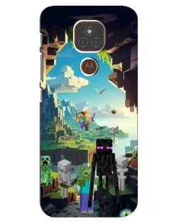 Чехол для Motorola MOTO E7 Plus с картинкой «Эндермен в лесу»