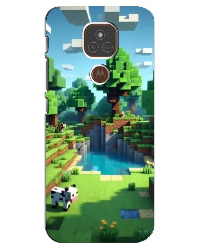 Чехол для Motorola MOTO E7 Plus с картинкой «Minecraft летний день»