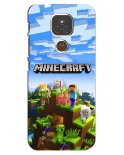 Чехол для Motorola MOTO E7 Plus с картинкой «Minecraft классический мир»