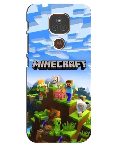 Чехол для Motorola MOTO E7 Plus с картинкой «Minecraft классический мир»