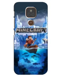 Чехол для Motorola MOTO E7 Plus с картинкой «Minecraft ледяной мир»