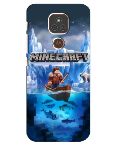 Чехол для Motorola MOTO E7 Plus с картинкой «Minecraft ледяной мир»