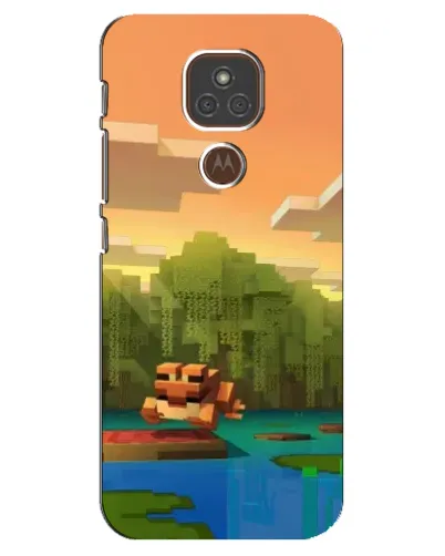 Чехол для Motorola MOTO E7 Plus с картинкой «Майнкрафт закат солнца»