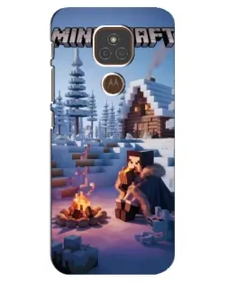 Чехол для Motorola MOTO E7 Plus с картинкой «Зимний Minecraft»