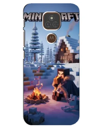 Чехол для Motorola MOTO E7 Plus с картинкой «Зимний Minecraft»
