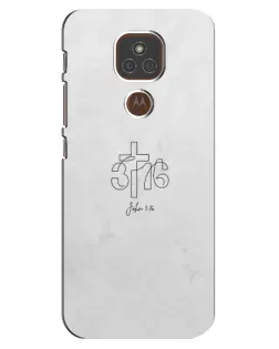 Чехол для Motorola MOTO E7 Plus с картинкой «Иоанна 3:16 Крест»