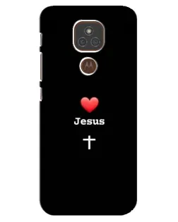 Чехол для Motorola MOTO E7 Plus с картинкой «Сердце - Jesus»