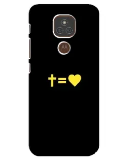 Чехол для Motorola MOTO E7 Plus с картинкой «Сердце и Крест»