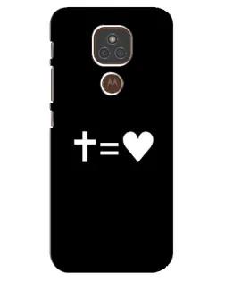 Чехол для Motorola MOTO E7 Plus с картинкой «Крест и Сердце»