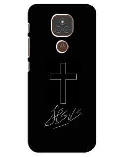 Чехол для Motorola MOTO E7 Plus с картинкой «Графический крест Jesus»