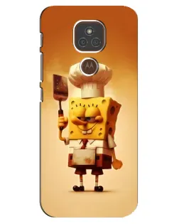 Чехол для Motorola MOTO E7 Plus с картинкой «Губка Боб повар»