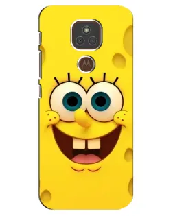 Чехол для Motorola MOTO E7 Plus с картинкой «Губка Боб улыбка»
