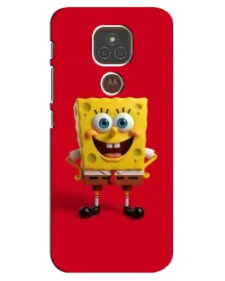 Чехол для Motorola MOTO E7 Plus с картинкой «Спанч Боб на красном»