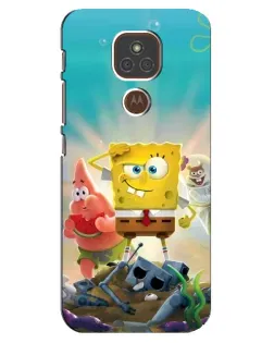 Чехол для Motorola MOTO E7 Plus с картинкой «Спанч Боб победитель»