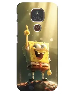Чехол для Motorola MOTO E7 Plus с картинкой «Сияющий Спанч Боб»