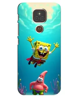 Чехол для Motorola MOTO E7 Plus с картинкой «Спанч Боб под водой»