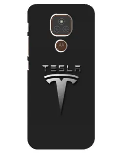 Чехол для Motorola MOTO E7 Plus с картинкой «Стальной логотип Tesla»