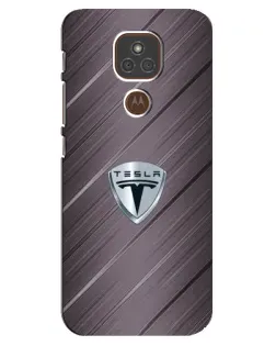 Чехол для Motorola MOTO E7 Plus с картинкой «Металлическая текстура Tesla»