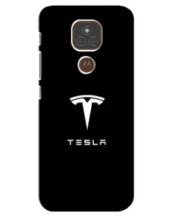 Чехол для Motorola MOTO E7 Plus с картинкой «Tesla White Logo»