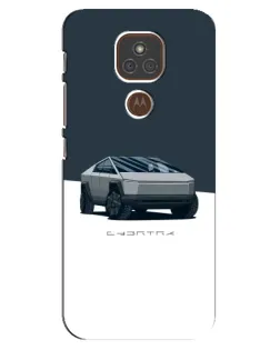 Чехол для Motorola MOTO E7 Plus с картинкой «Серебристый Cybertruck Tesla»