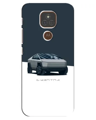 Чехол для Motorola MOTO E7 Plus с картинкой «Серебристый Cybertruck Tesla»