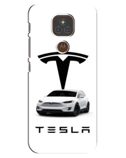 Чехол для Motorola MOTO E7 Plus с картинкой «Tesla White Style»