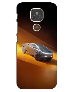 Чехол для Motorola MOTO E7 Plus с картинкой «Cybertruck в пустыне»