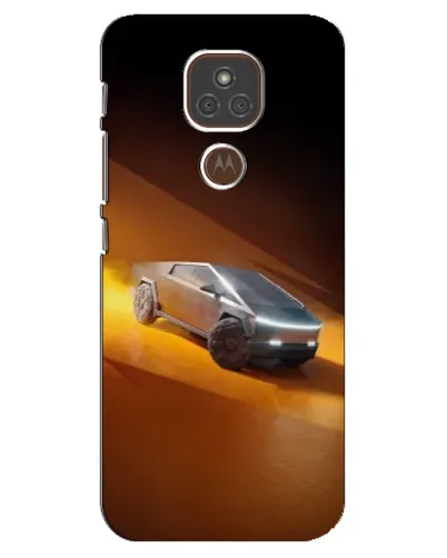 Чехол для Motorola MOTO E7 Plus с картинкой «Cybertruck в пустыне»