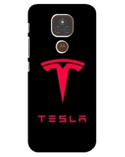 Чехол для Motorola MOTO E7 Plus с картинкой «Tesla Red Logo»