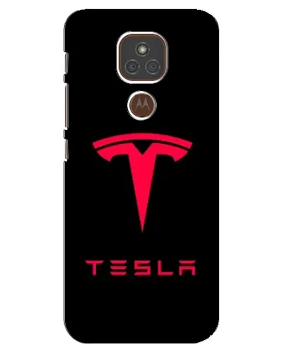 Чехол для Motorola MOTO E7 Plus с картинкой «Tesla Red Logo»