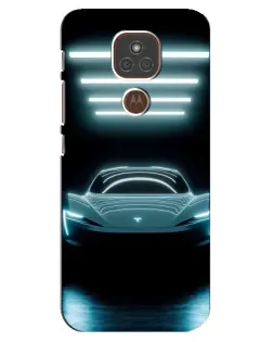 Чехол для Motorola MOTO E7 Plus с картинкой «Tesla в неоне»