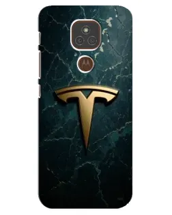 Чехол для Motorola MOTO E7 Plus с картинкой «Мраморная Tesla Gold»