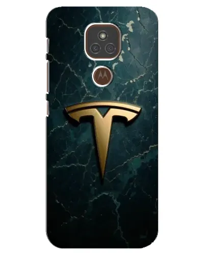 Чехол для Motorola MOTO E7 Plus с картинкой «Мраморная Tesla Gold»